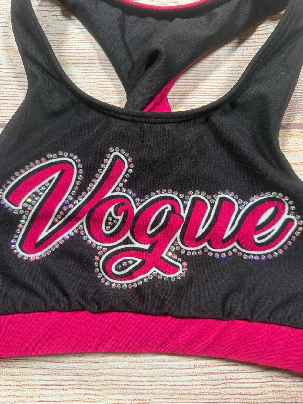Rebel Athletic Vogue Black and Pink Girls' Dance Crop Top‎